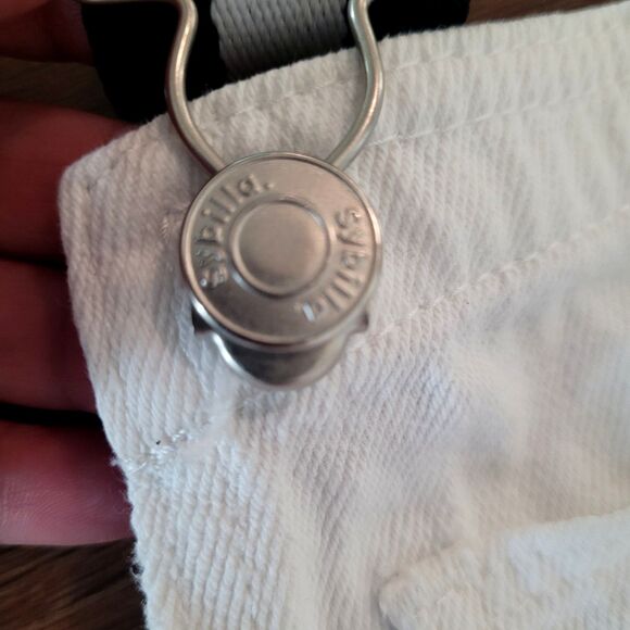 Sybilla Overalls Women Sz 12 EUR 42 White Cotton Carpenter Denim Jean Adj Strap - Picture 15 of 16